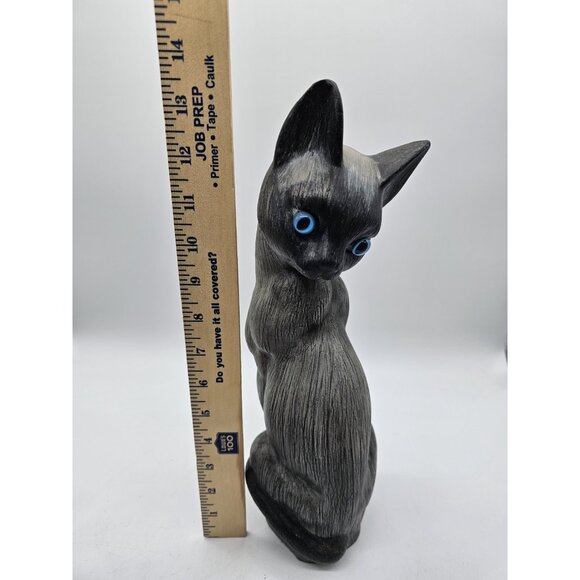Vintage Blue Eyed Siamese Cat Statue MCM Handpainted Boo Boo Kitty Feline Retro - Picture 10 of 11